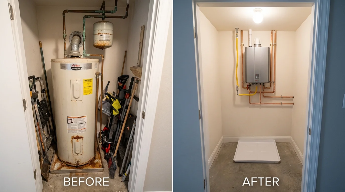 Tank water heater versus wall-mounted tankless unit comparison for Molalla, OR homeowners