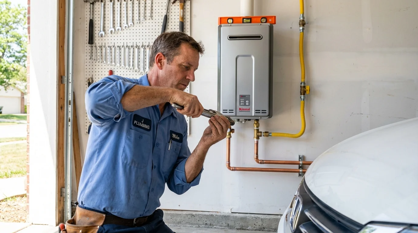 Tankless water heater installation by a Johns Plumbing LLC plumber in Molalla
